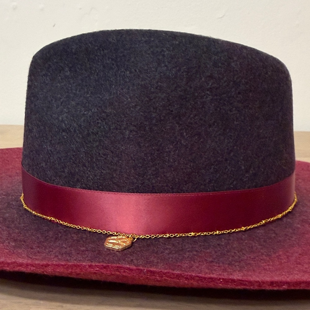 Trina Turk Burgundy and Black Wool Hat - Picture 7 of 15